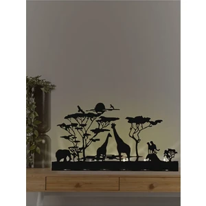 Hobi Demir Sanat Altılı Safari Siyah Metal Dekoratif Zürafa Metal Mumluk Şamdan