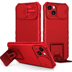 iPhone 14 Pro İçin İtmeli Koruma Lensli Telefon Kılıfı - Kırmızı (Yurt Dışından)