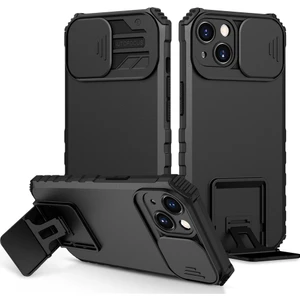 iPhone 14 Pro İçin İtmeli Koruma Lensli Telefon Kılıfı - Siyah (Yurt Dışından)