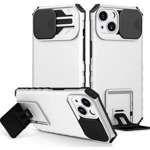 iPhone 14 Pro İçin İtmeli Koruma Lensli Telefon Kılıfı - Beyaz (Yurt Dışından)