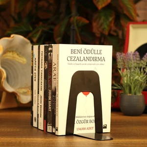 Hobi Demir Sanat Metal Siyah 2'li Set Kitap Tutucu, Kitap Desteği