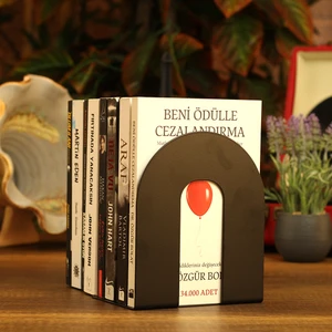Hobi Demir Sanat Metal Siyah 2'li Set Kitap Tutucu, Kitap Desteği