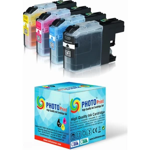 Photo Print Dcp J925DW Brother Uyumlu LC-77XL LC1240-LC1280 4 Renk Muadil Kartuş Seti 1.200 Sayfa (Chipli)