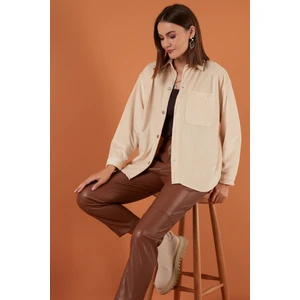Cepli Oversize Kadife Gömlek Bayan Gömlek 42190504