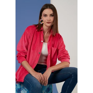 Cepli Oversize Kadife Gömlek Bayan Gömlek 42190504