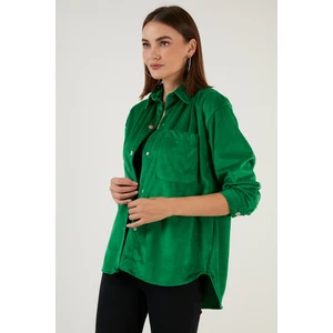 Cepli Oversize Kadife Gömlek Bayan Gömlek 42190504