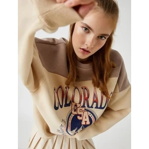 Kadın Baskılı Sweatshirt Ribanalı