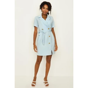 Kadın Düğme Detaylı Kuşaklı Ceket Elbise