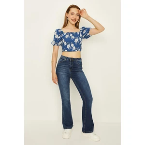 Select Moda Kadın Yüksek Bel Ispanyol Paça Jeans