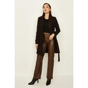 Select Moda Kadın Kuşaklı Astarlı Kaşe Kaban