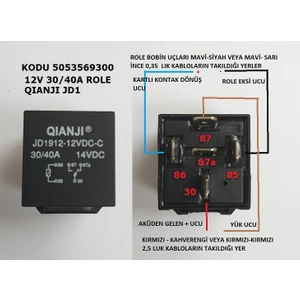 12V 30/40A Qianji  JD1912-12VDC Röle
