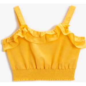 Crop Üst Fırfırlı Askılı Pamuklu