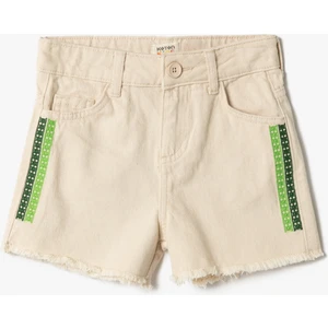 Gabardin Şort Pamuklu İşleme Detaylı