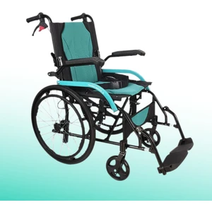 Konforlu Turkuaz Refakatçi Tekerlekli Sandalye