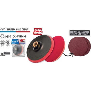 Rodex 115MM Cırtlı Zımpara Tabanı + 5 Adet Daire Cırt Fiyatı