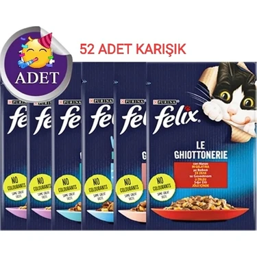 Felix Karışık Yaş Kedi Maması 85 gr x 52