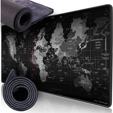 90x40 Büyük Boy Dünya Haritası Desenli XXL World Map Oyuncu Mouse Pad Gaming