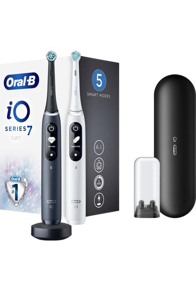 Oral-B iO - 7 Şarjlı Diş Fırçası  2’li Set Siyah/Beyaz