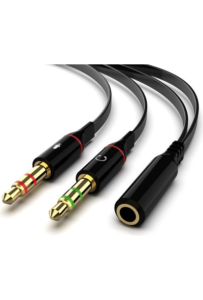 BK Teknoloji Kulaklık Mikrofon Birleştirici Kablo 3.5mm Dişi To 2 x 3.5mm Erkek