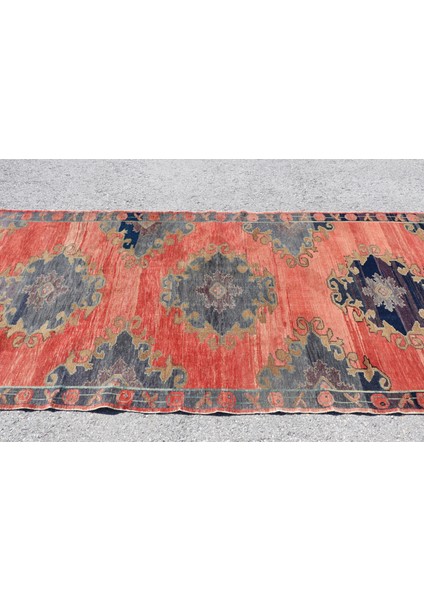 Eskitme Halı, Türk Halısı, Halı, 126 x 290 cm Kırmızı Halı, Dekoratif Banyo Halı, 3405