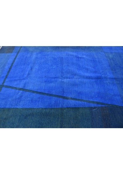 Eskitme Halı, Türk Halısı, Halı, 201 x 267 cm Mavi Halı, Dekoratif Büyük Halı, El Yapımı Oturma Odası