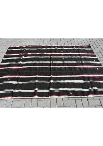 Türk Kilim, Eskitme Kilim, Area Kilim, 148 x 221 cm Siyah Kilim, Organik Kilim, Alansı Kilim, 10933