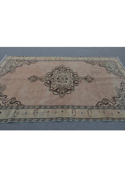 Türk Halısı, Eskitme Halı, Halı, 179 x 278 cm Kahverengi Halı, Organik Yer Halı, Dekoratif Yer Halı,