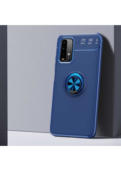 Xiaomi Redmi 9t Kılıf Metal Yüzüklü Standlı Yumuşak Ravel Silikon Kapak