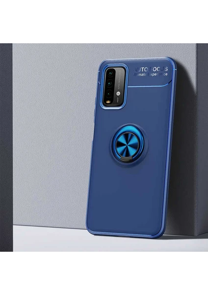 Kip GSM Xiaomi Redmi 9t Kılıf Metal Yüzüklü Standlı Yumuşak Ravel Silikon Kapak