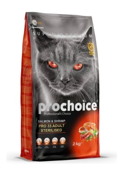 Pro Choice Prochoice Pro 33 Sterilised Somonlu ve Karidesli Kısırlaştırılmış Yetişkin Kedi Maması 2 kg