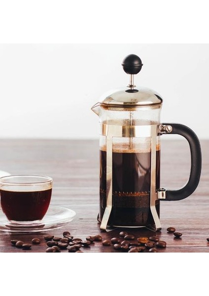 350 ml Fransız Presler Cezve Pratik Kahve Makinesi Çok Fonksiyonlu Dayanıklı Kahve Su Isıtıcısı Çaydanlık Paslanmaz Çelik Cam Coffee | Kahve Kapları