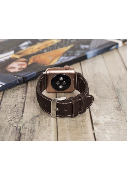 Apple Watch Uyumlu Deri Kordon 42-44-45MM Nm4-As3 Kahve