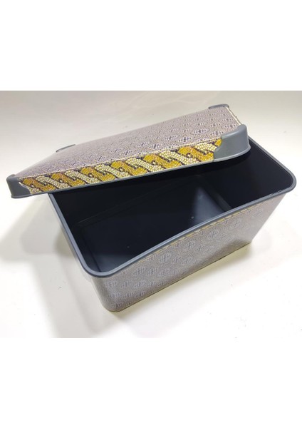 5 Litre Mozaik Işli Desen Kapaklı Dekoratif Kutu Plastik Saklama Kabı 28X19 H14CM Hediye Için Süper fiyatları