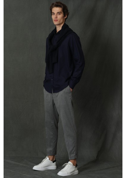 Vıana Erkek Basic Gömlek Comfort Slim Fit Lacivert