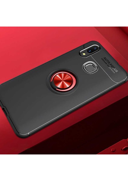 Huawei Y7 Prime 2019 Kılıf Metal Yüzüklü Standlı Yumuşak Ravel Silikon Kapak