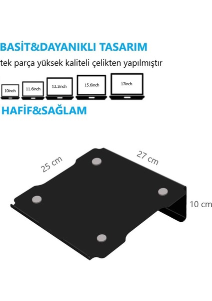 Notebook Standı Laptop Desteği Yükseltici Soğutucu Altlık-Metal