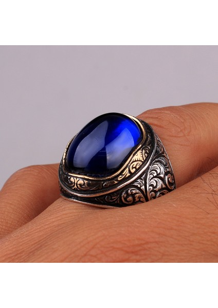 Kalem Işleme Motifli Oval Model Zirkon Taşlı Gümüş Yüzük indirimleri