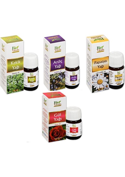 Kekik+ Ardıç+ Papatya+ Gül+ Aromatik Masaj Cilt Bakım Yağ Seti 20 ml