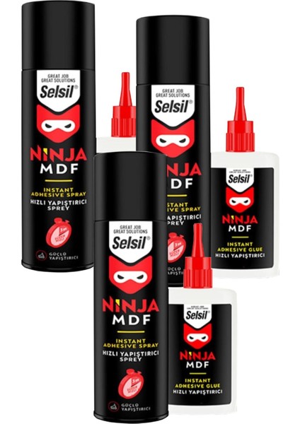 Ninja Mdf Hızlı Yapıştırıcı 3 Adet 200 Ml+50 gr (3'lü Paket)