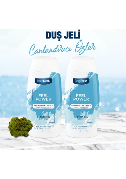 Deep Fresh Feel Power Duş Jeli Deniz Yosunu Özü 400 ml 2 Adet