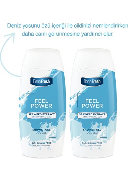 Deep Fresh Feel Power Duş Jeli Deniz Yosunu Özü 400 ml 2 Adet