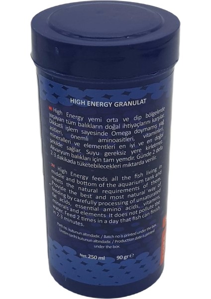 High Energy Granulat Tropikal Balık Yemi 250 ml