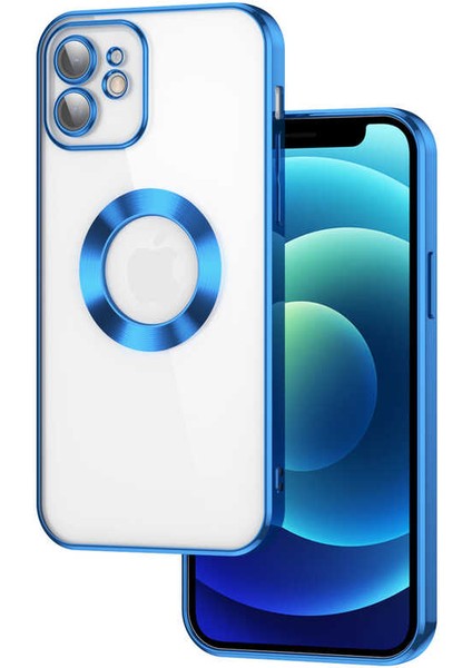 - Apple iPhone 11 - Kılıf Kamera Korumalı Logo Gösteren Omega Kapak - Mavi