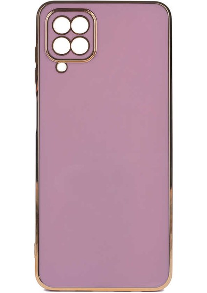 Galaxy A12 Kılıf Parlak Kenarlı Kamera Korumalı Bark Kapak