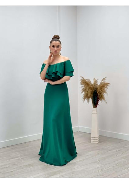 Volanlı Elbise - Zümrüt Yeşil fiyatları