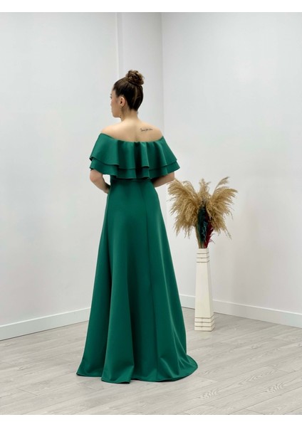 Volanlı Elbise - Zümrüt Yeşil indirimleri