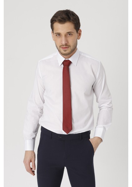 erkek Beyaz Slim Fit Klasik Gömlek