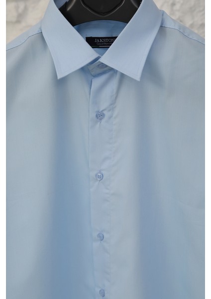 erkek Mavi Slim Fit Klasik Gömlek