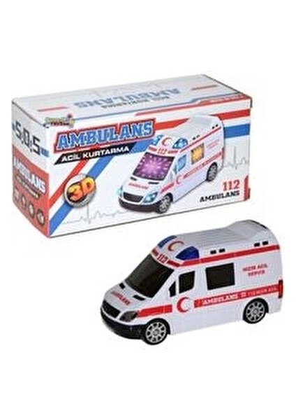 Sesli 3D Işıklı Ambulans Arabası Oyuncak KRD-89-1189