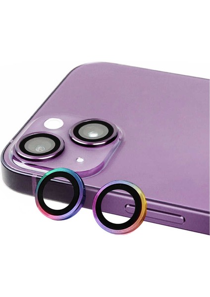Apple iPhone 14 Ile Uyumlu Profesyonel Kamera Lens Koruma Camcov Colorful